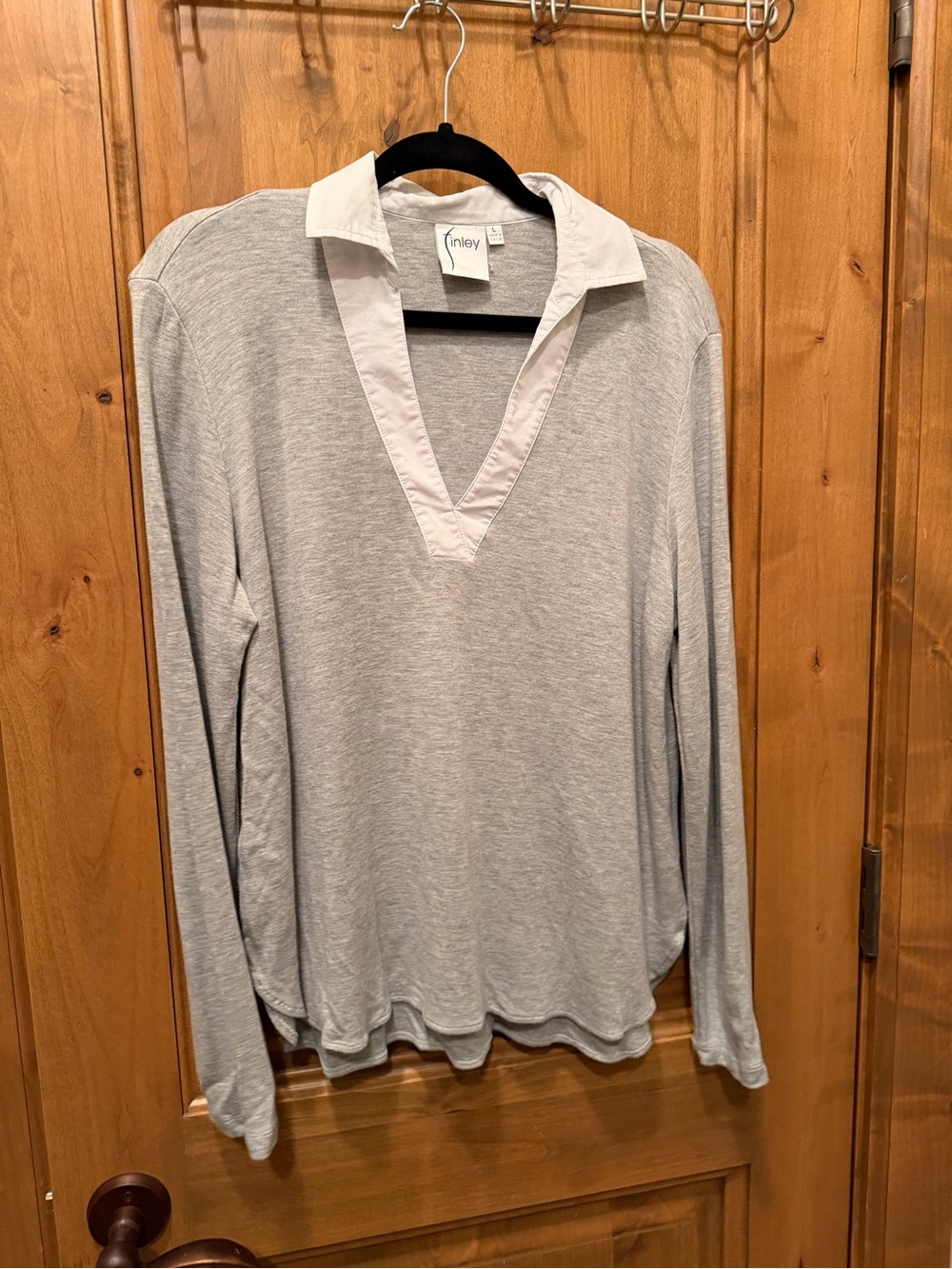 Finley Light Gray Long Sleeve Tunic with White Collar
